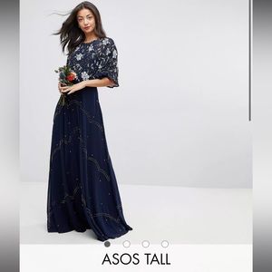 ASOS DESIGN Tall embellished floral flutter sleeve maxi dress
